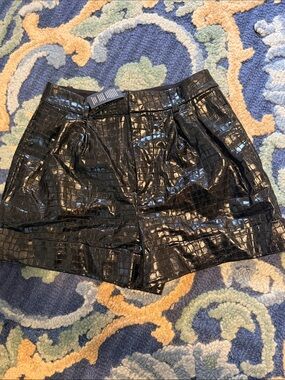 Kate + Olivia Faux Croc Embossed Black Shorts